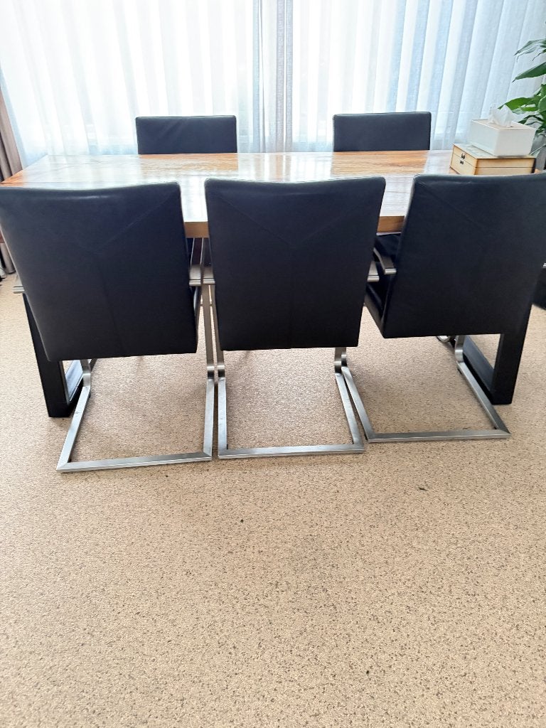Keuken stoelen, Huis en Inrichting, Stoelen, Ophalen, Gebruikt, Zwart, Leer