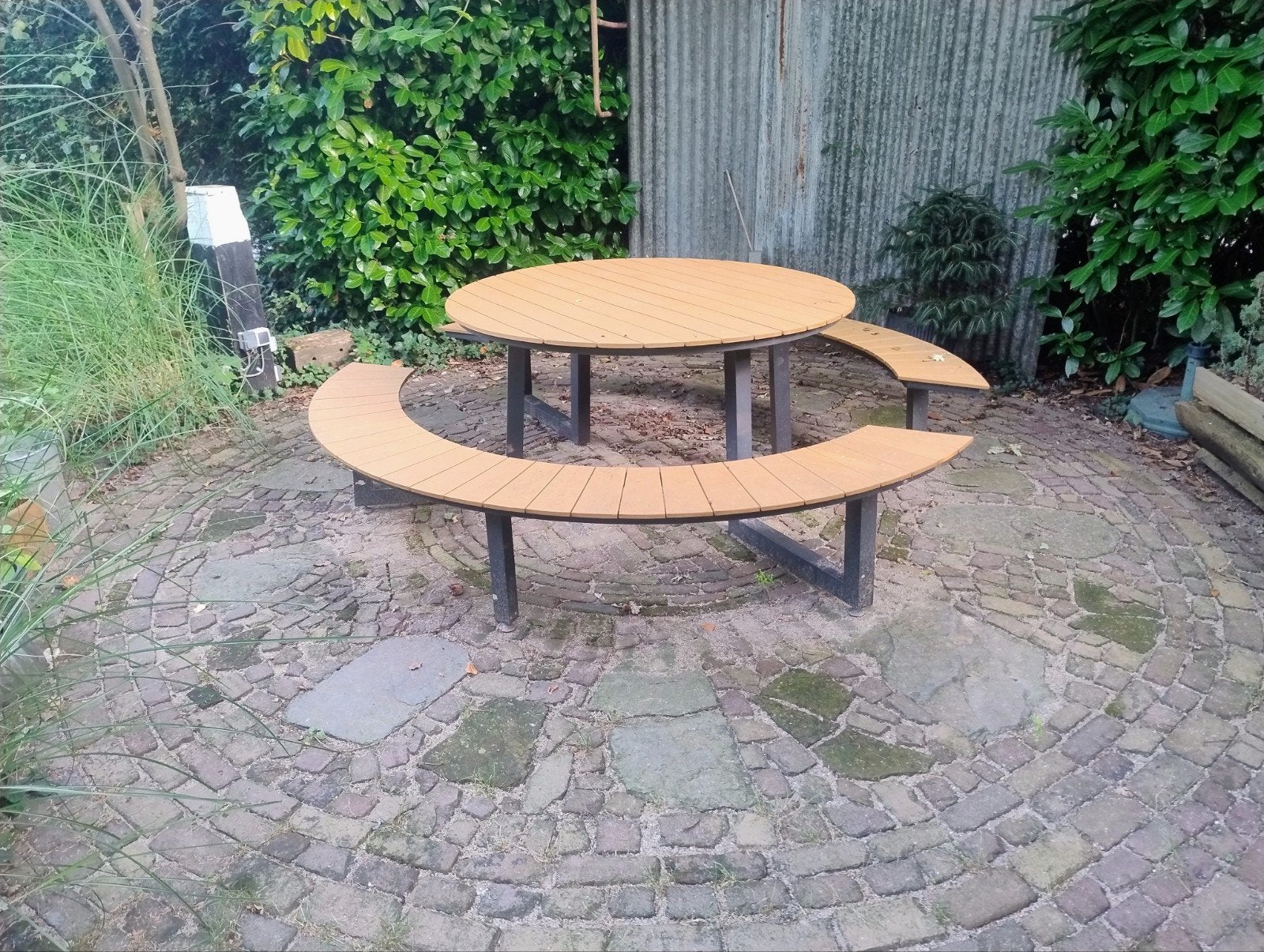 Ronde picknick tafel 240cm, Ophalen, Gebruikt, Rond, Aluminium