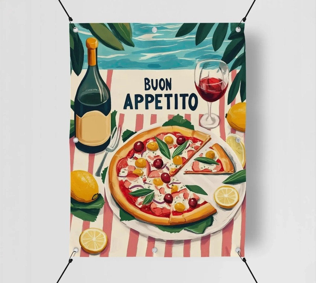 PVC-zeil Buon Appetito Pizza Picknick 75x100 cm, Ophalen of Verzenden, Nieuw