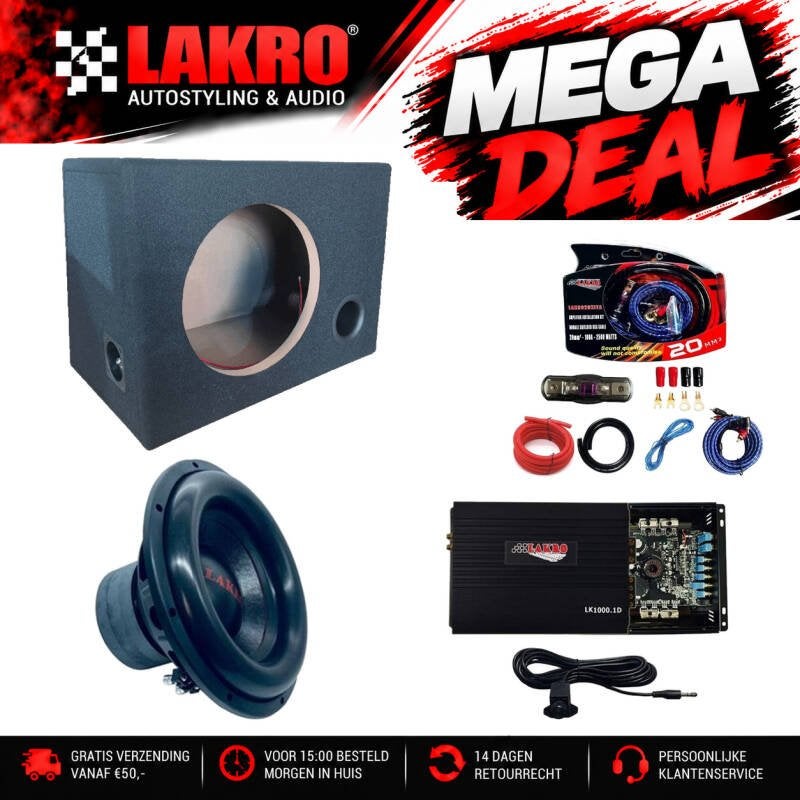 12 inch Pack 3 - LAKRO - subwooferpakket - 1000 watt RMS, Niet ingevuld, Niet ingevuld, Niet ingevuld