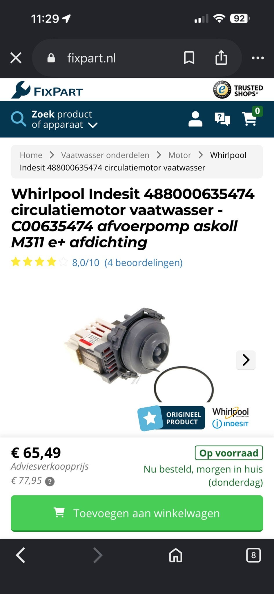 NIEUWE AFVOERPOMP vaatwasser Whirlpool Indesit C00635474, Witgoed en Apparatuur, Onderdelen en Toebehoren, Ophalen of Verzenden