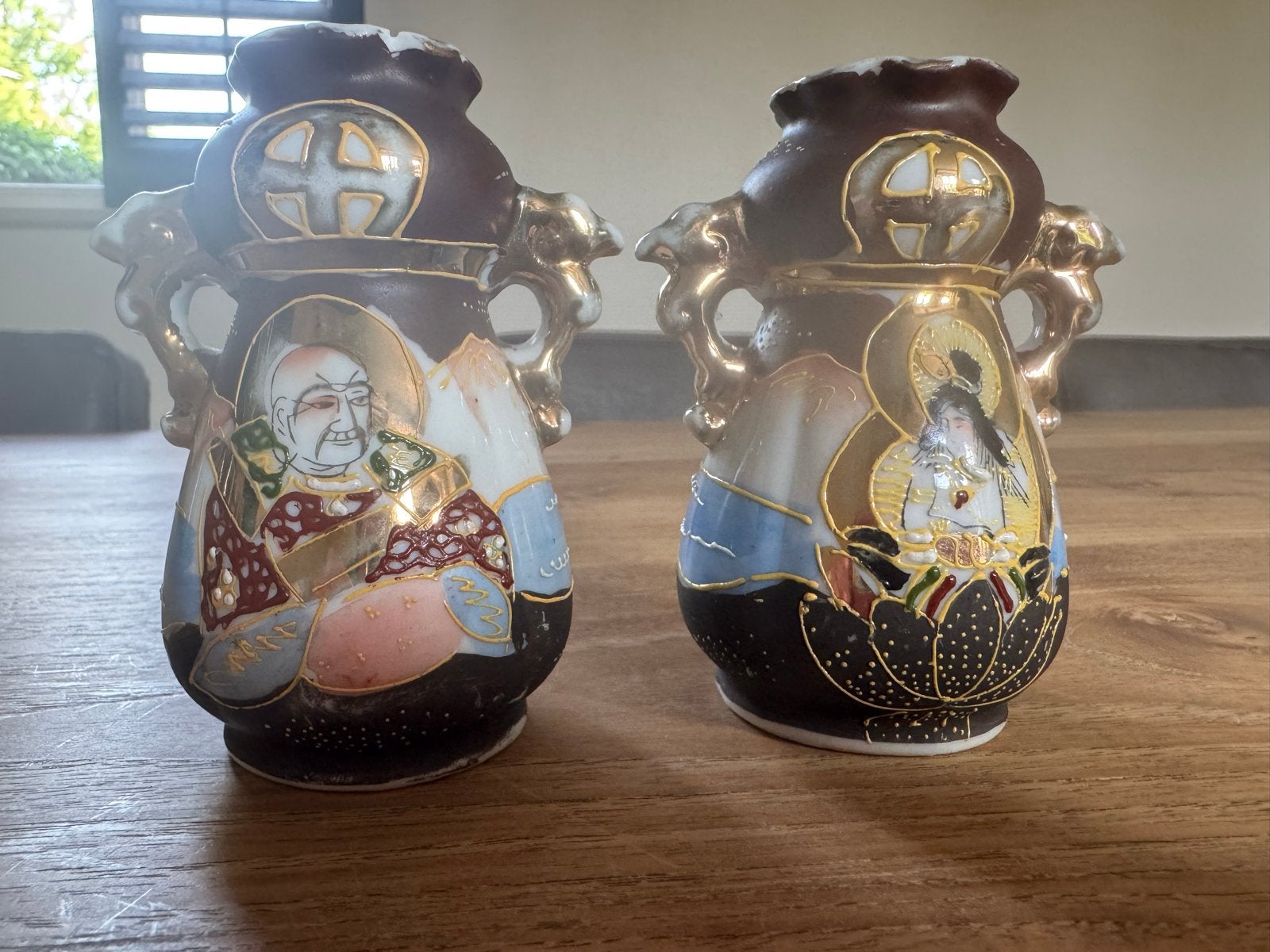 Antieke Japanse Satsuma vaasjes- Set van 2, Antiek en Kunst, Ophalen of Verzenden