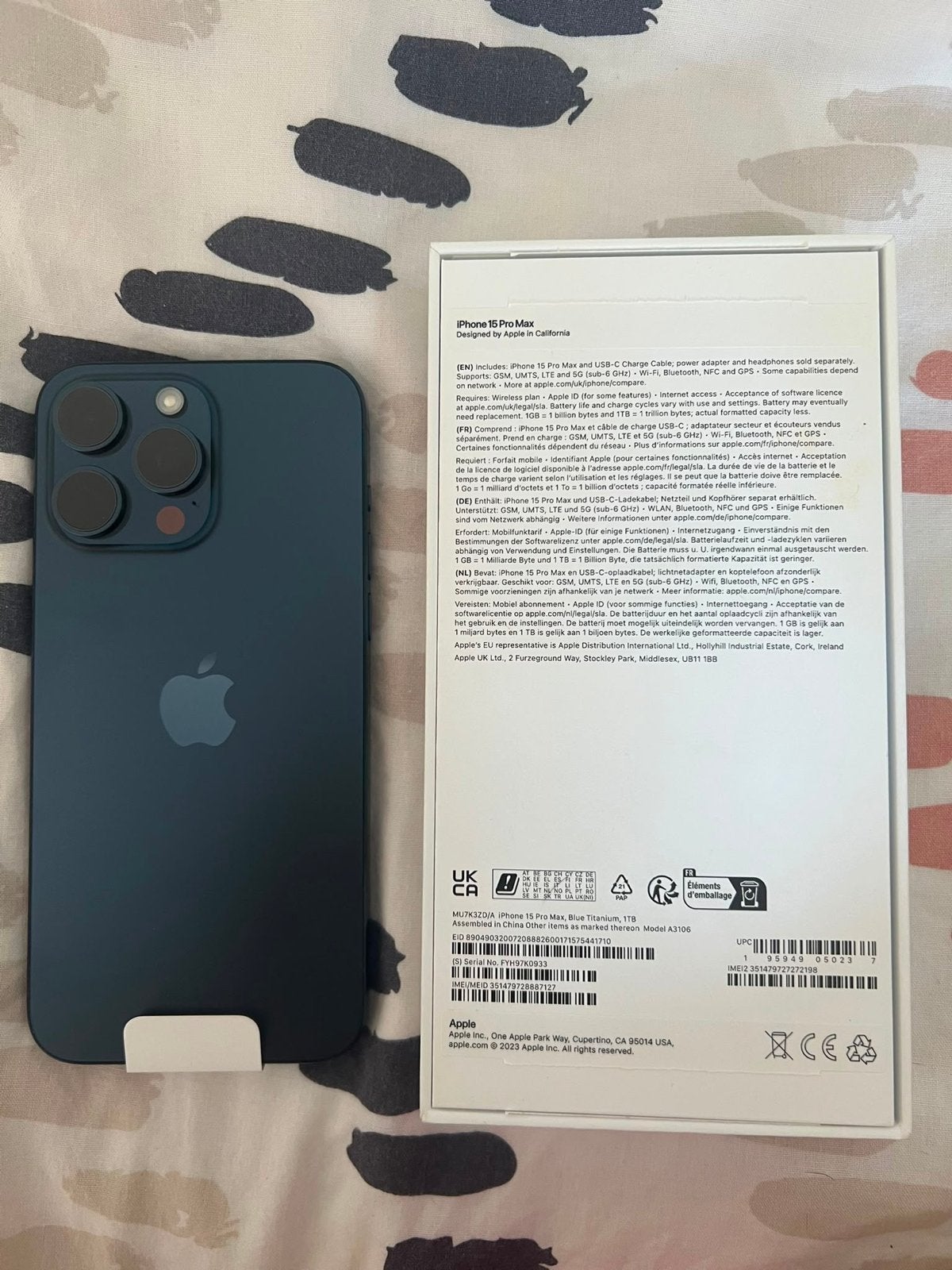 iPhone 15 Pro Max 1TB Blauw Titanium, Telecommunicatie, Mobiele telefoons | Apple iPhone, Ophalen, Gebruikt, Blauw, IPhone 15 Pro Max