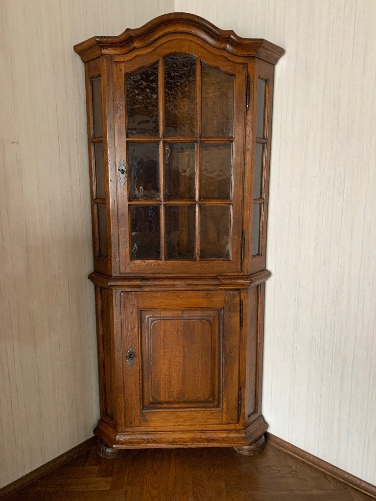 Eikenhouten hoekkast, Huis en Inrichting, Kasten | Vitrinekasten, Ophalen, Klassiek, Eikenhout, 50 tot 100 cm