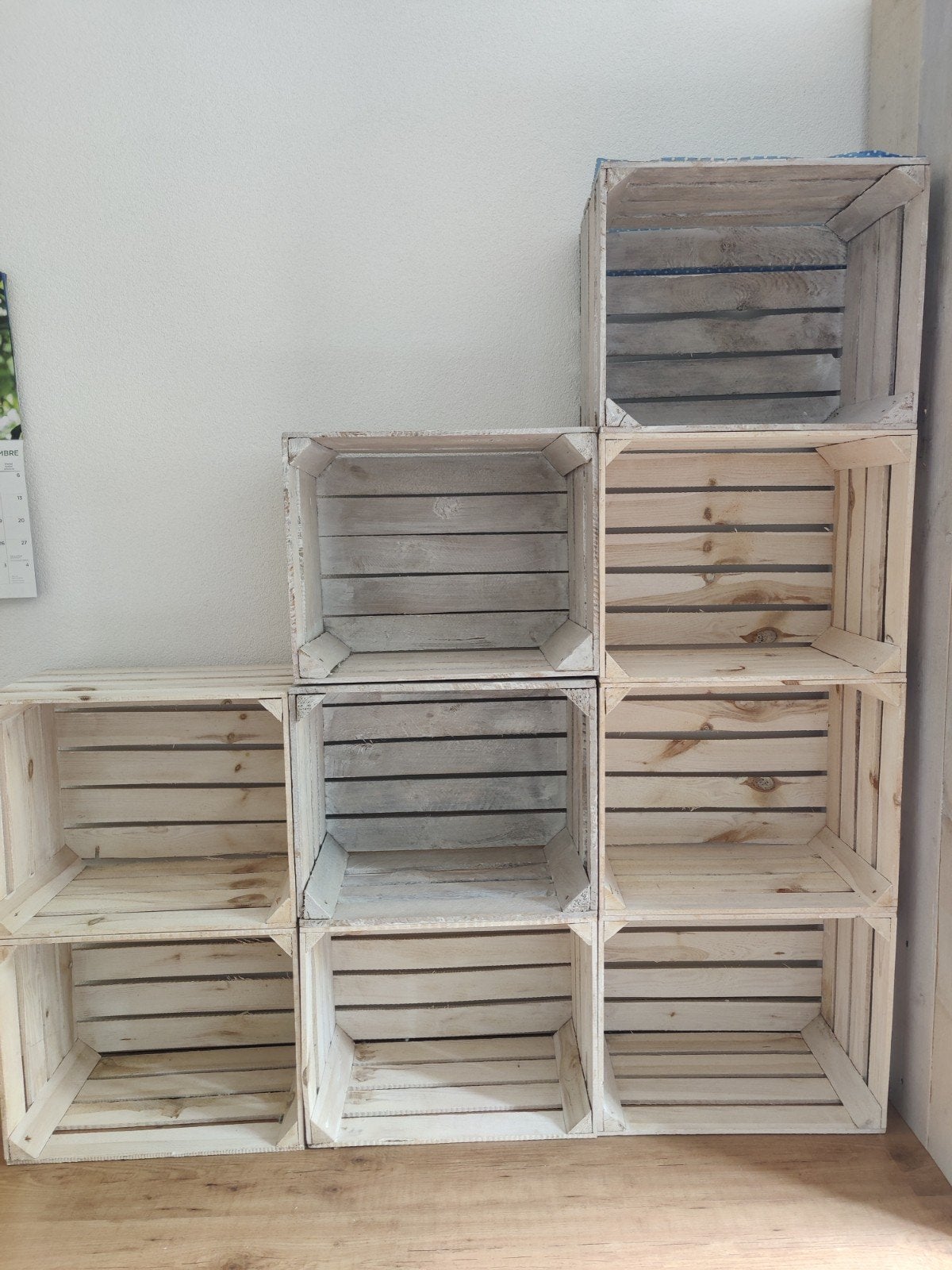 Houten kratten set - decoratief en praktisch, Ophalen, Gebruikt