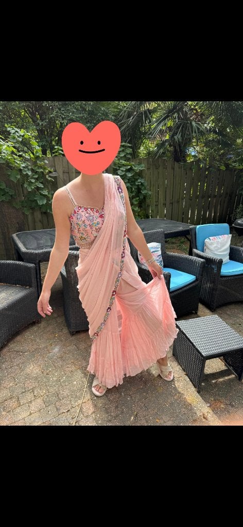 pre-stitched sari / saree, Overige typen, Roze, Ophalen, Maat 38/40 (M)
