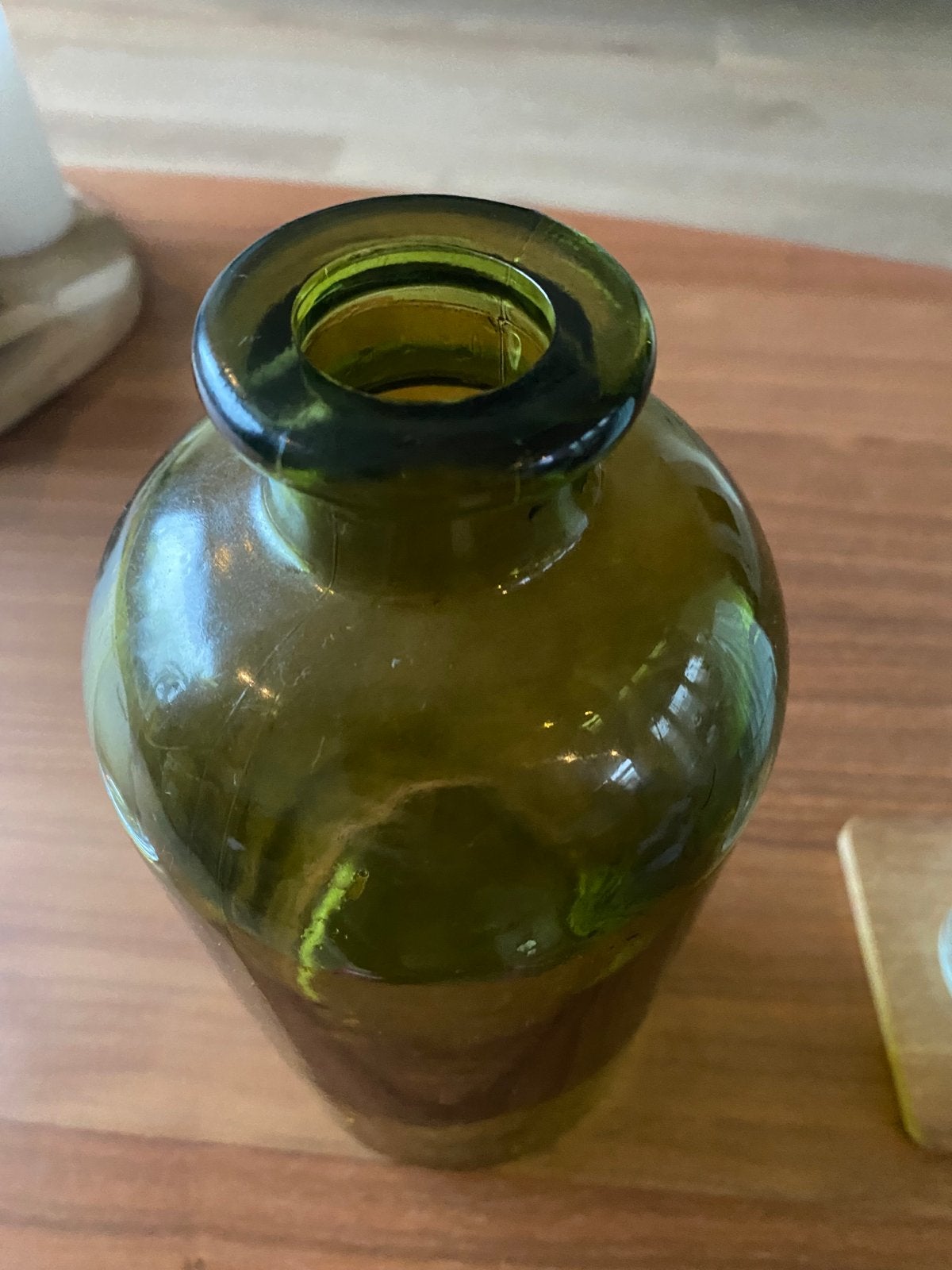 Decoratieve groene glazen fles - 20 cm hoog, Antiek en Kunst, Ophalen of Verzenden