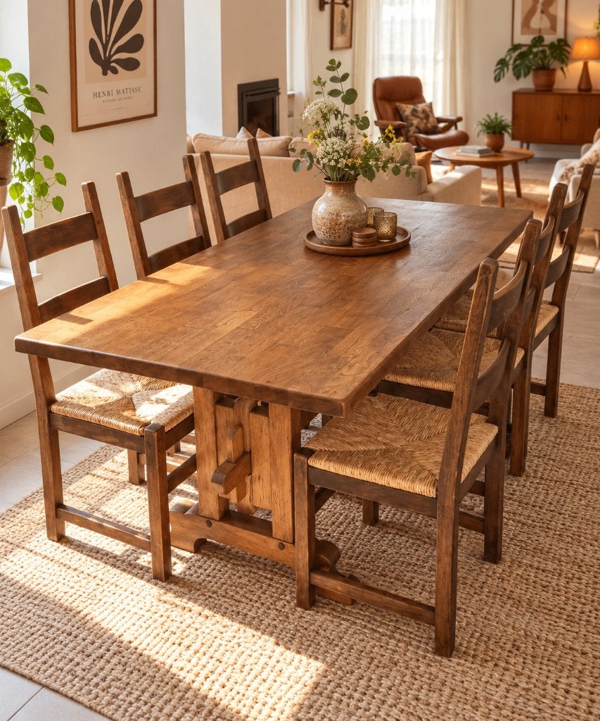 kloostertafel 180x90cm - Nochris St. Anna - incl 6 stoelen, Gebruikt, Vijf personen of meer, 150 tot 200 cm, Rechthoekig
