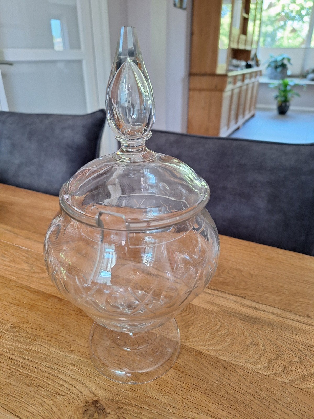 Glazen pot met deksel - beschadigd, Antiek en Kunst, Ophalen of Verzenden