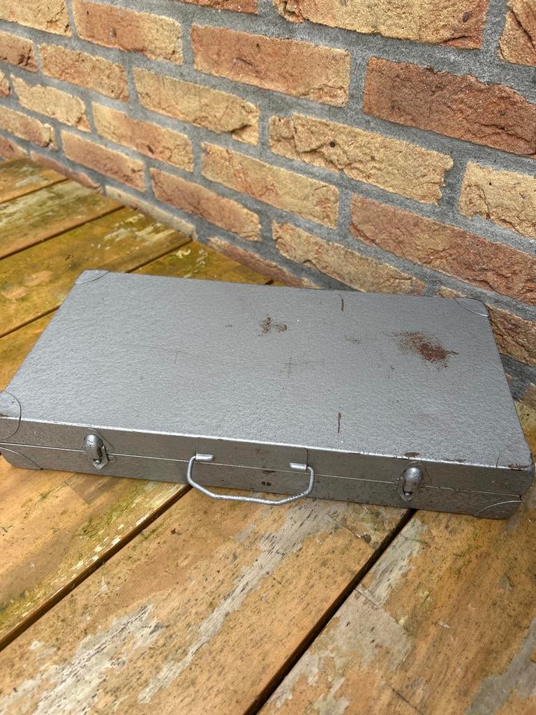 Vintage metalen dia opbergdoos met vakken, Audio, Tv en Foto, Diaprojectors, Ophalen of Verzenden, Gebruikt