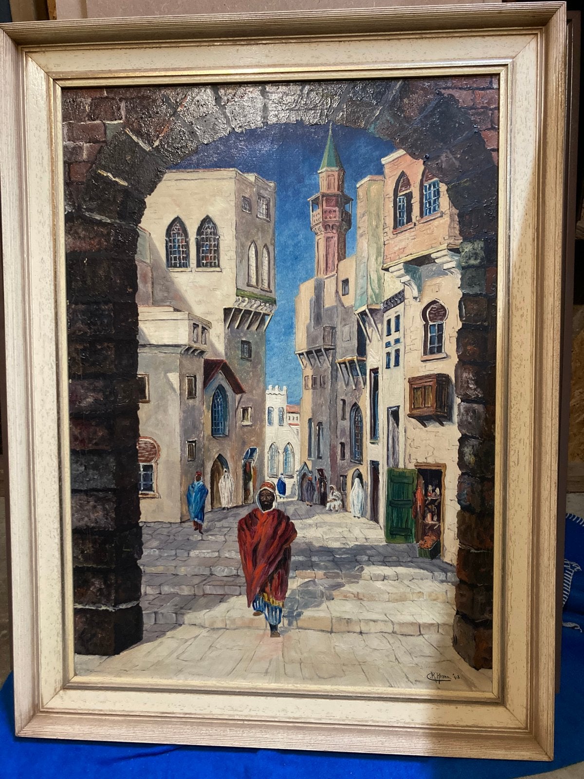 R pfann oosterse poort uit 1943, Ophalen, Doek, Handgeschilderd, Overige onderwerpen