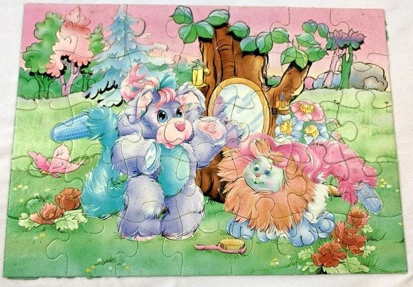 Brush-a-Loves 35-delige puzzel vintage 1988 compleet 80s, Verzenden, Minder dan 500 stukjes, Zo goed als nieuw, Legpuzzel