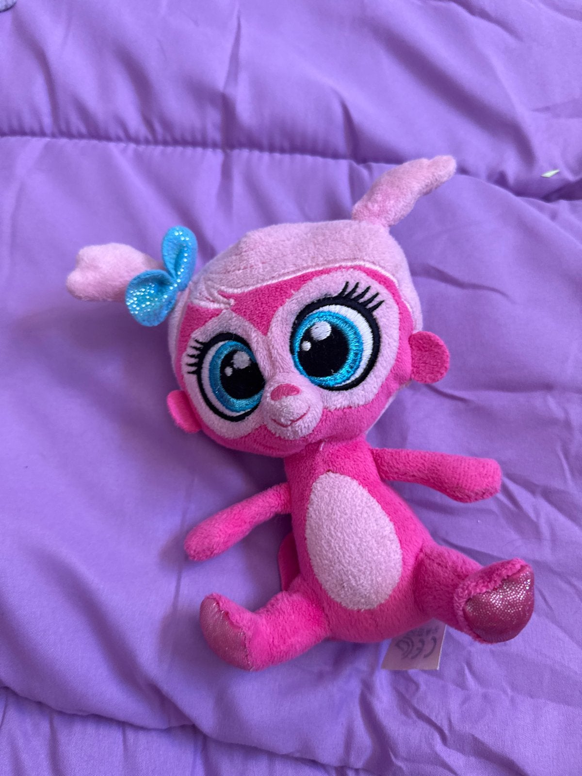 Roze aap knuffel met blauwe strik litllest Pet Shop, Kinderen en Baby's, Speelgoed | Knuffels en Pluche, Gebruikt, Overige merken