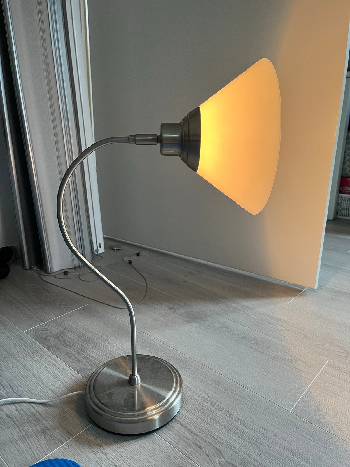 IKEA KROBY Tafellamp - Geborsteld Metaal met Glas, Gebruikt, E14 (klein), Ophalen of Verzenden, Glas