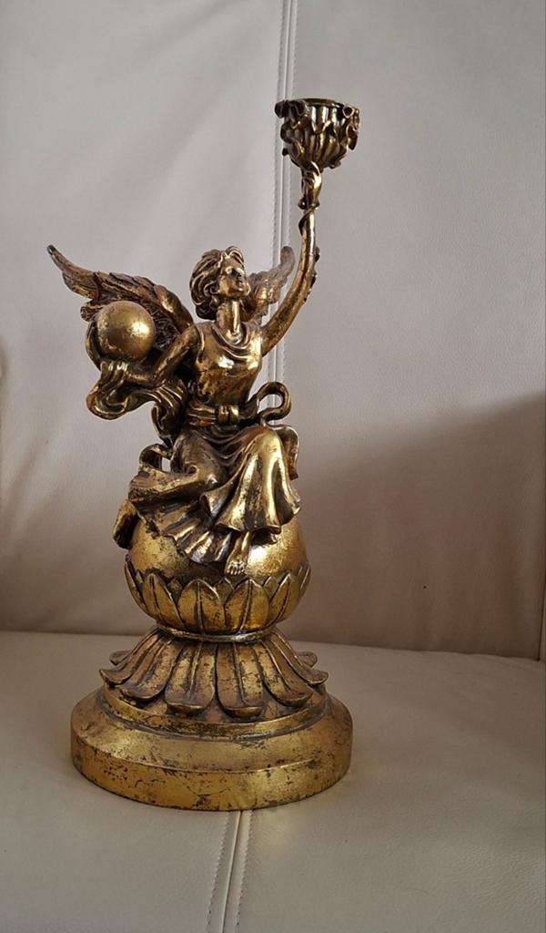 Gouden Engel Kandelaar - Klassiek Design, Antiek en Kunst, Ophalen