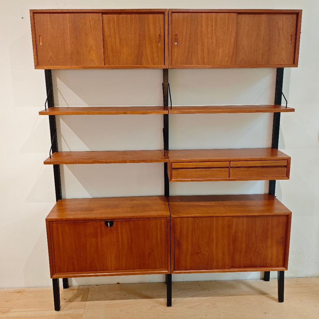 Vintage Royal wandmeubel / kast Poul Cadovius, Ophalen, Gebruikt, Met klep(pen), 200 cm of meer