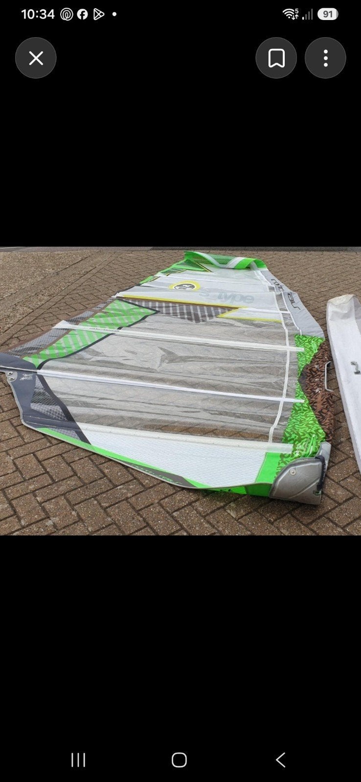 North Sails S-Type 9.5m² windsurfzeil (past op 490 mast), Watersport en Boten, Ophalen