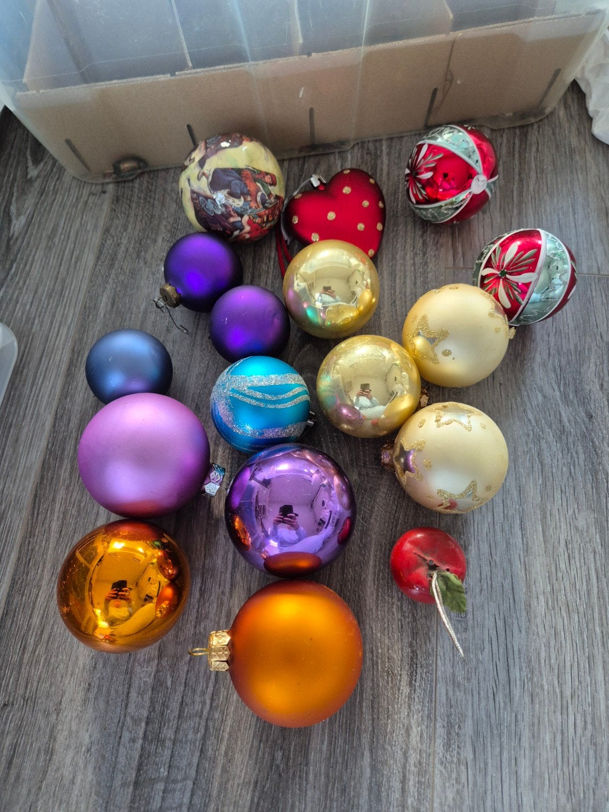 16 Vintage Kerstballen, diverse kleuren en maten, Ophalen of Verzenden, Gebruikt