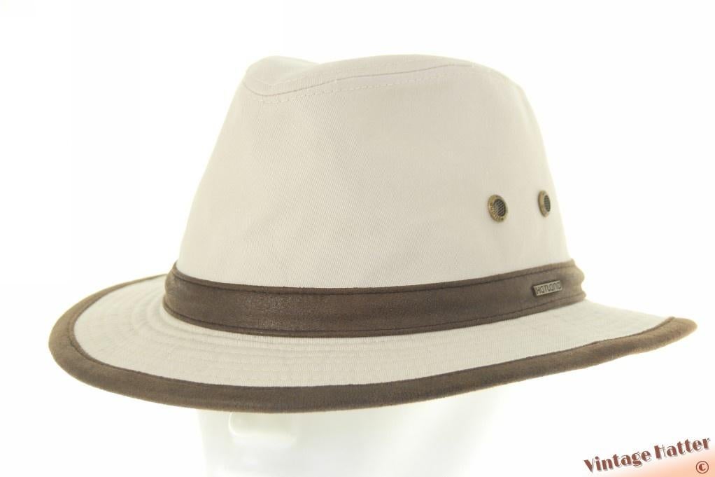 Outdoor gleufhoed Hatland Wadson beige wit katoen 61,5 = XL, 60 cm (XL, 7½ inch) of meer, Hoed, Nieuw, Ophalen of Verzenden