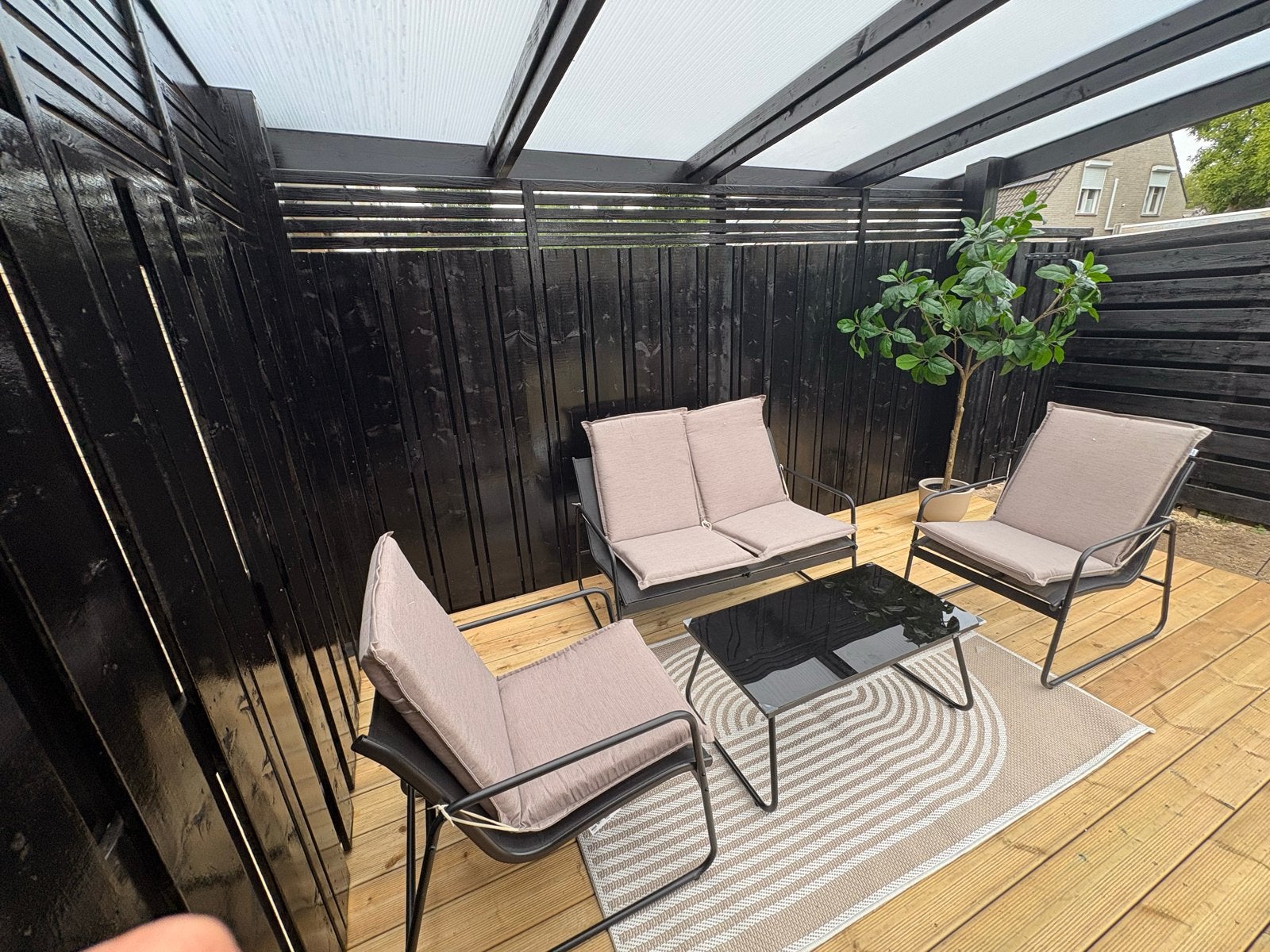 Lidl Livarno Loungeset(2stoelen, 1bank en tafel)Zonderkussen, Tuin en Terras, Ophalen, Zo goed als nieuw, Loungeset, Bank