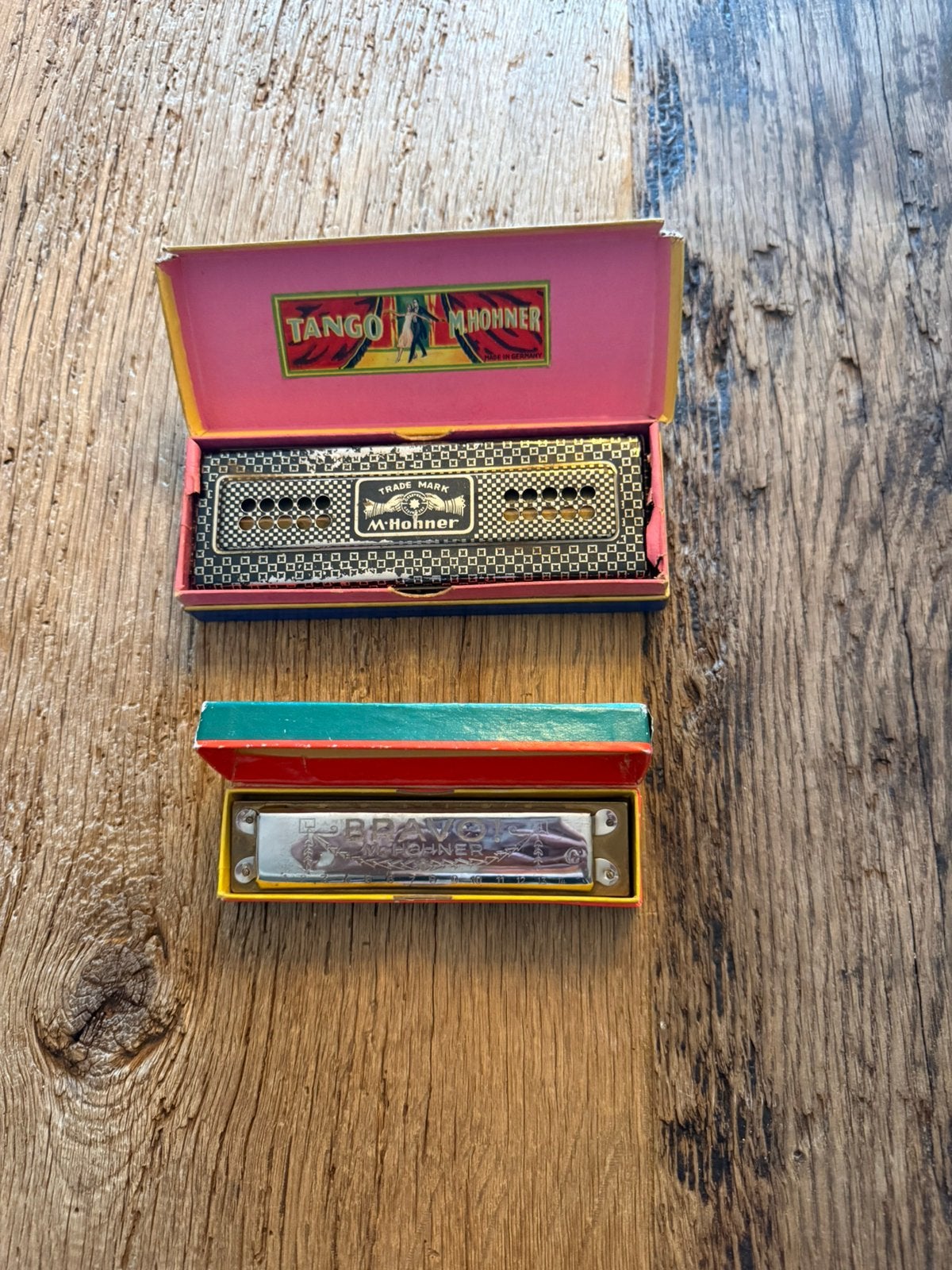 Vintage Hohner mondharmonica’s met originele doosjes, Ophalen, Zo goed als nieuw