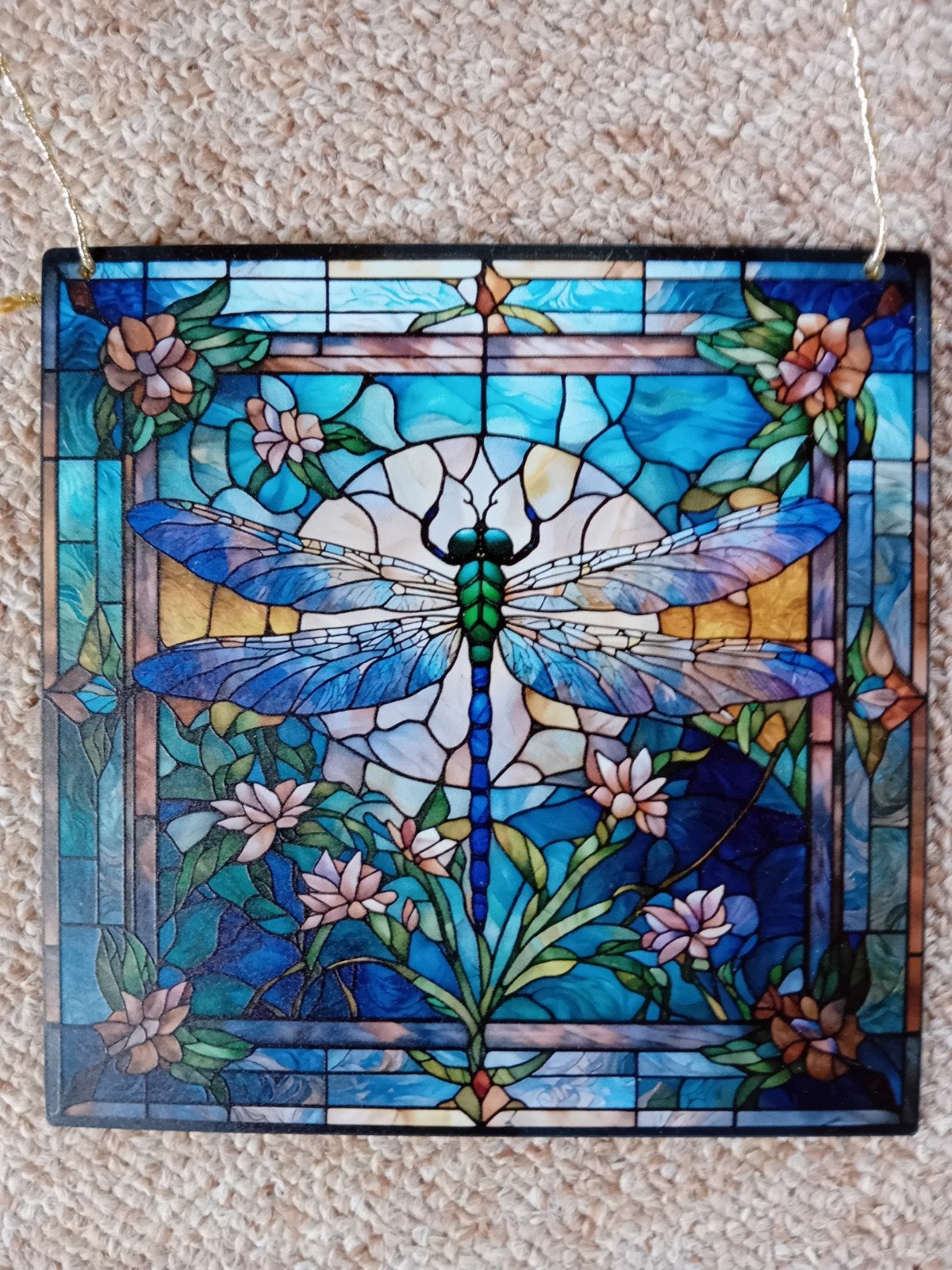 Libel glas-in-lood styl acryl..decoratie - Nieuw, Huis en Inrichting, Woonaccessoires | Overige, Meerkleurig, Nieuw, Ophalen of Verzenden