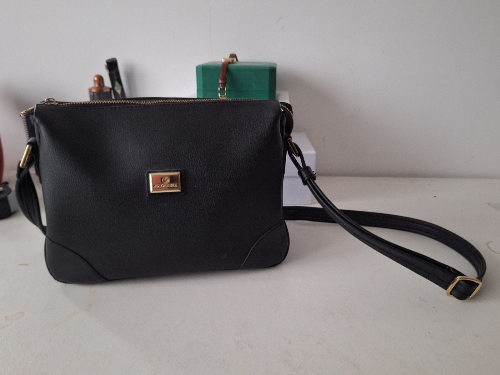 Zwarte leren schouder tas cross body, Verzenden, Zo goed als nieuw, Zwart, Schoudertasje