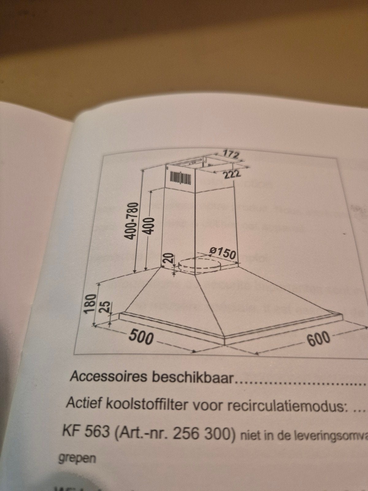 afzuigkap (nieuw), Ophalen, Onderbouw afzuigkap, Nieuw, Vrijstaand