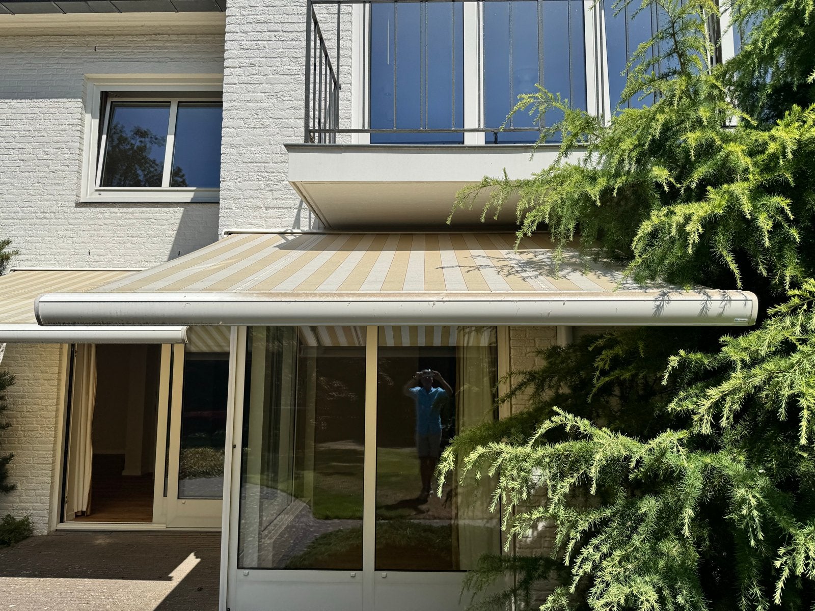 Elektrische zonnen luifels, knikarm geel, 270 + 290 cm breed, Tuin en Terras, Ophalen, Gebruikt, Elektrisch, 150 tot 300 cm
