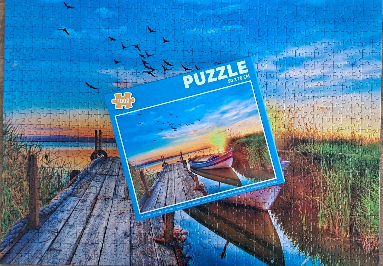 Mooie puzzel Steiger zonsondergang 1000 pc, Ophalen of Verzenden, 500 t/m 1500 stukjes