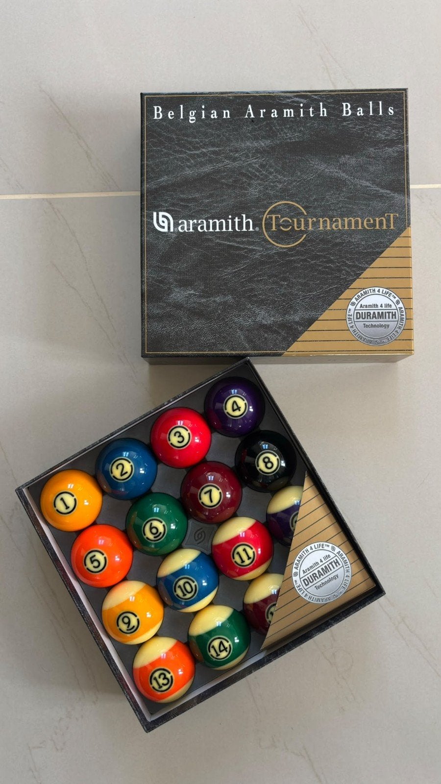 Aramith Tournament US Poolballen 57.2mm DURAMITH, Sport en Fitness, Ophalen, Zo goed als nieuw, Keu of Ballen