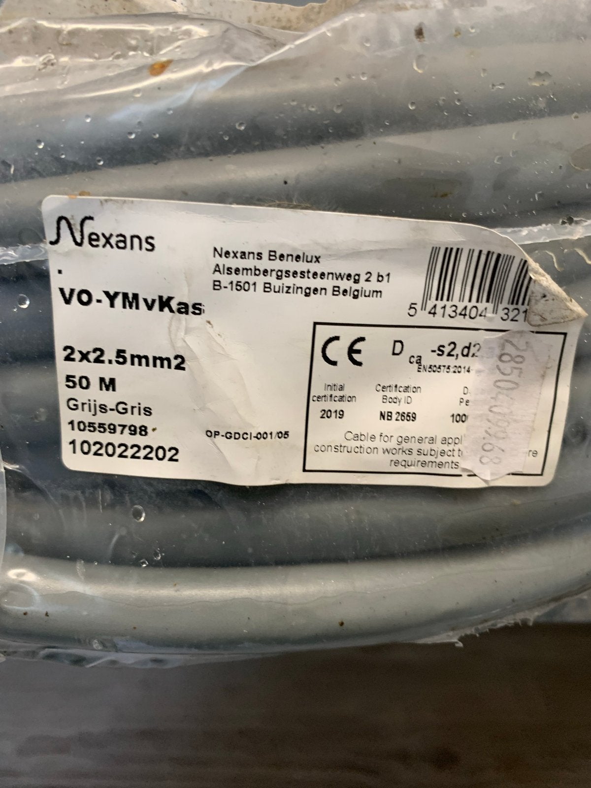 Nexans VO-YMvKas 2x2.5mm2 kabel - 23meter, Ophalen of Verzenden, Nieuw, Overige merken, Kabel of Snoer