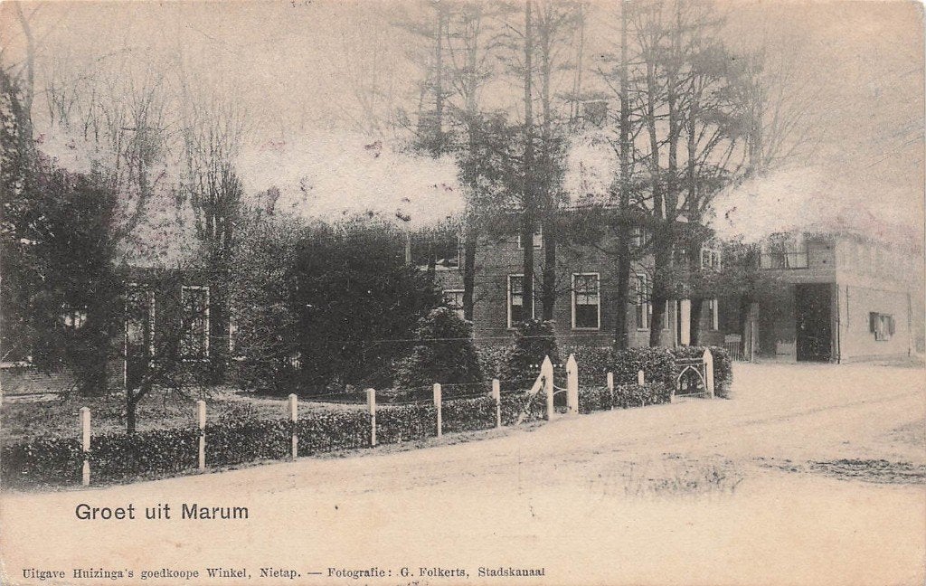 JP1132 Marum Groet uit Groningen ca 1930, Verzamelen, Ophalen of Verzenden, 1920 tot 1940, Gelopen, Groningen
