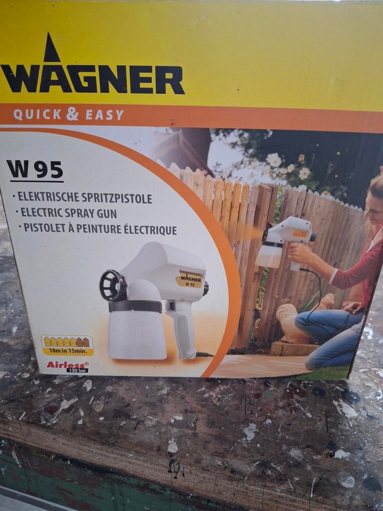 Wagner W 95 Verfspuit - Ideaal voor schuttingen, Doe-het-zelf en Verbouw, Schildersmaterialen, Ophalen of Verzenden, Gebruikt