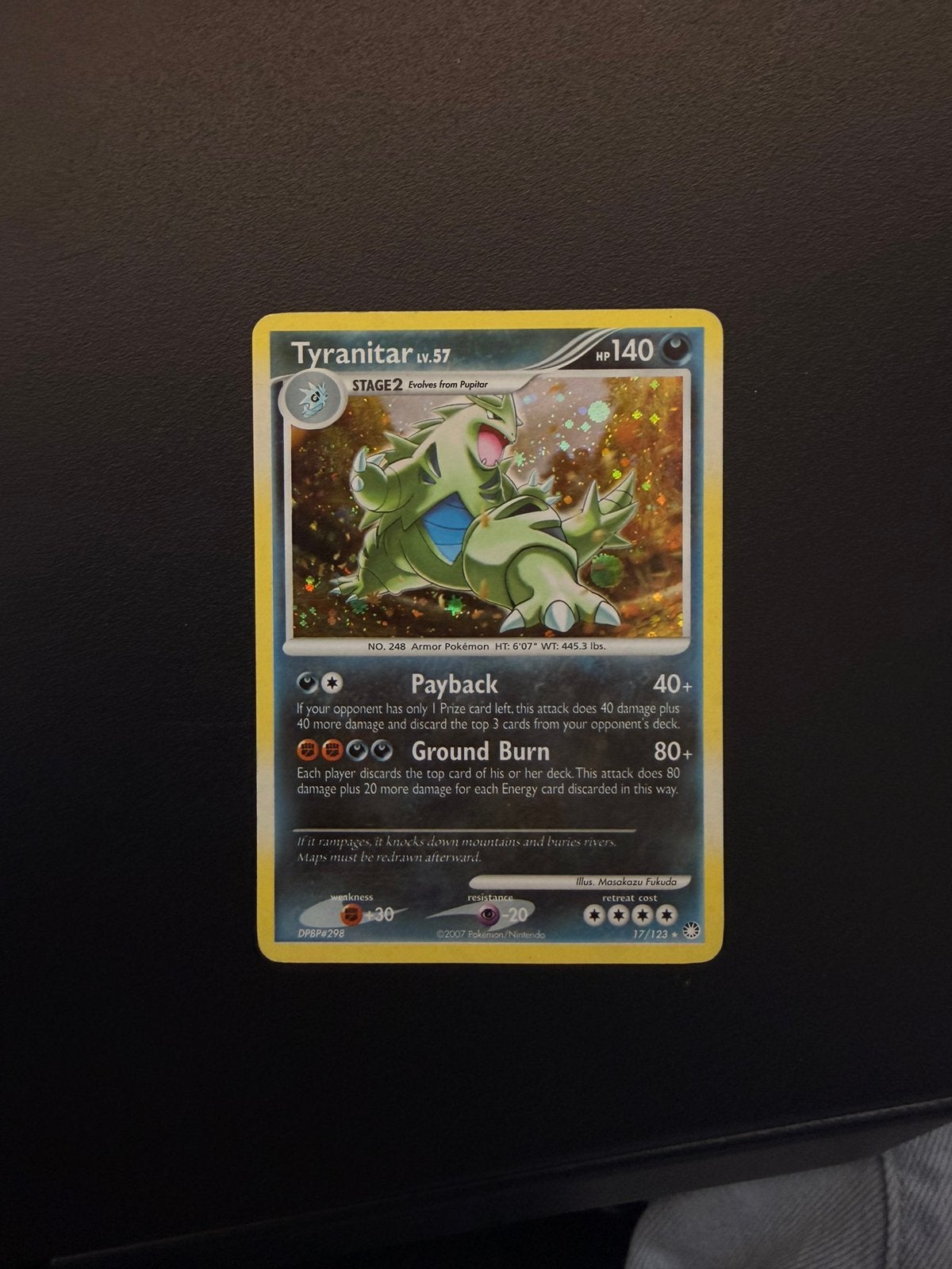 Tyranitar LV.55 (17/123), Ophalen of Verzenden, Zo goed als nieuw, Meerdere kaarten