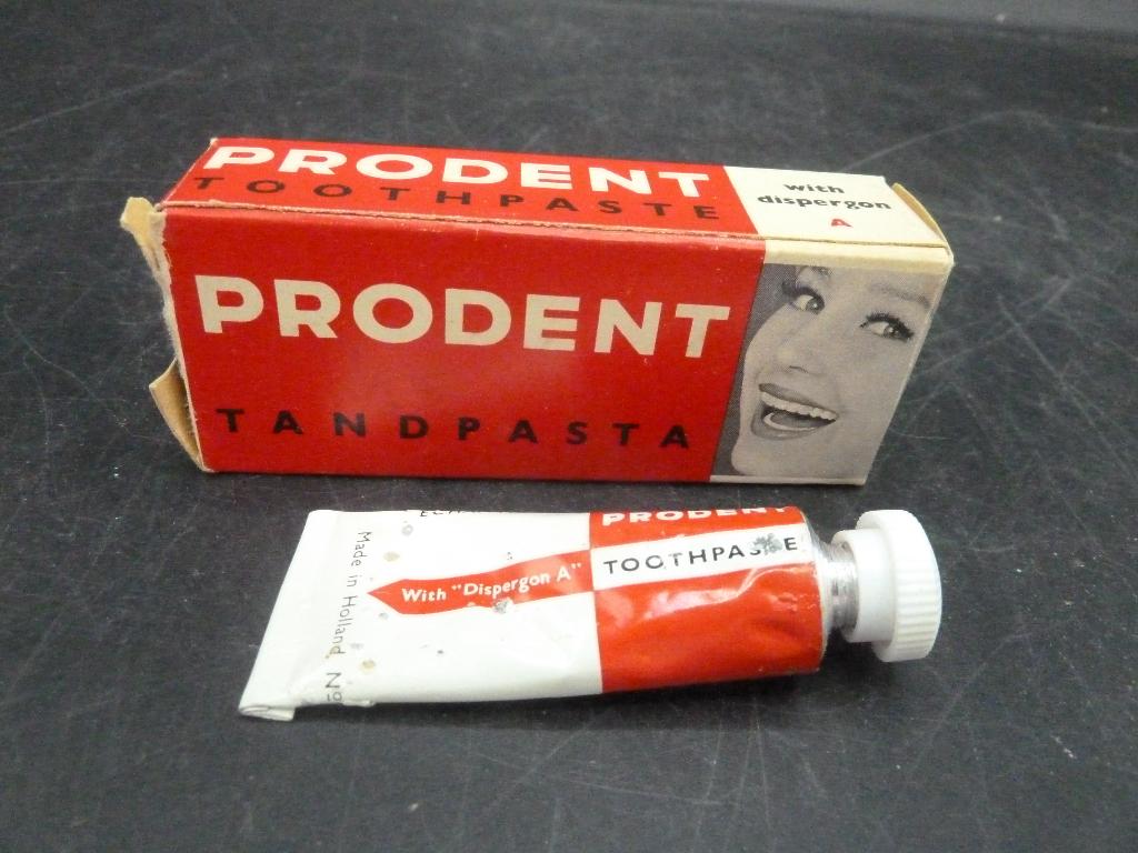 Vintage proefmonster Prodent tandpasta, Verzamelen, Ophalen of Verzenden, Gebruikt, Gebruiksvoorwerp