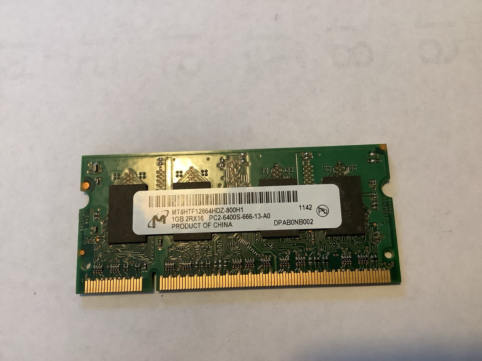 1GB PC2-6400S DDR2 SODIMM Laptop RAM Geheugen, Ophalen of Verzenden, DDR2, Laptop, Gebruikt