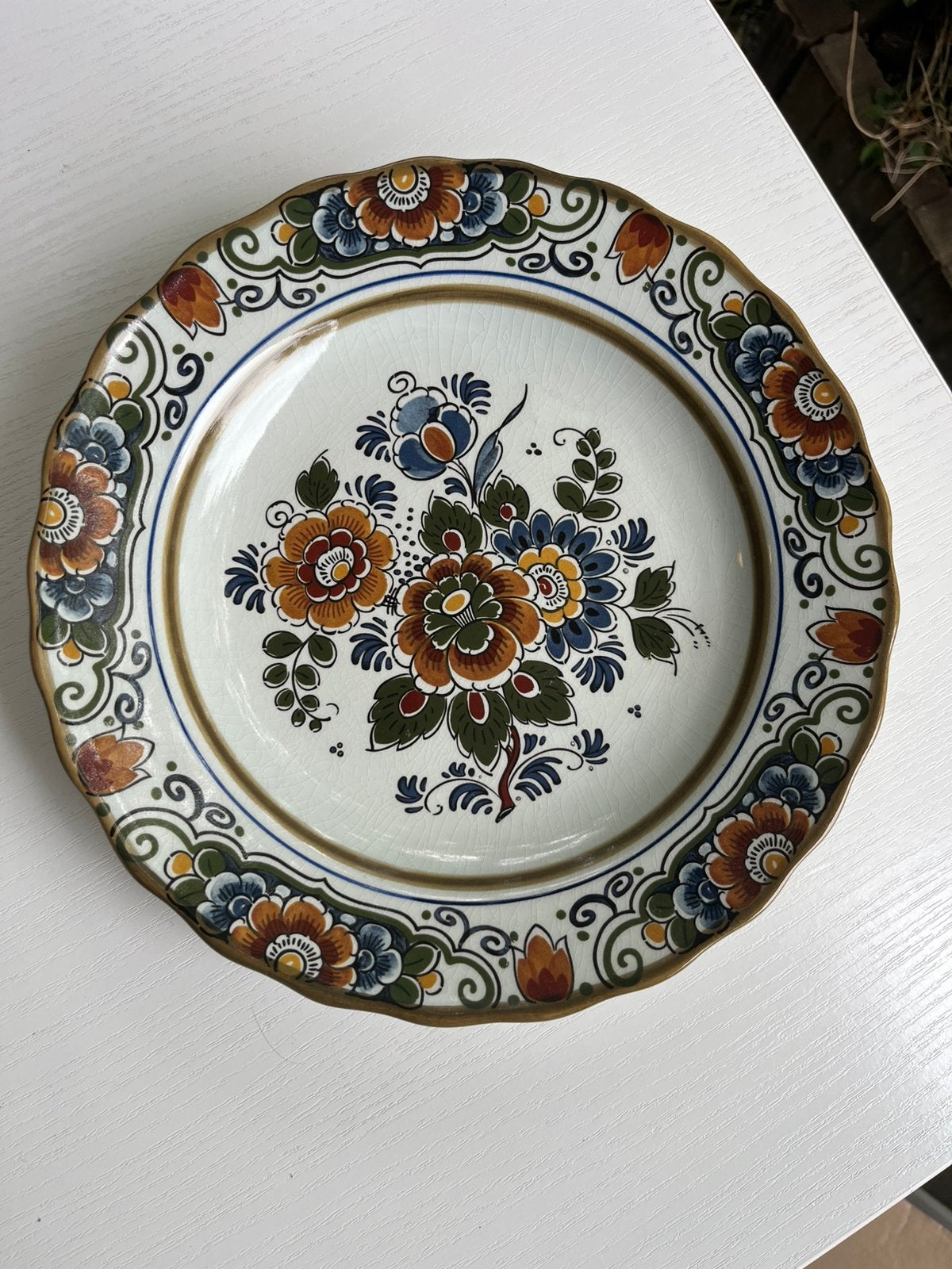 Vintage Delfts Polychroom Wandbord - Flora Keramiek (26cm), Ophalen of Verzenden