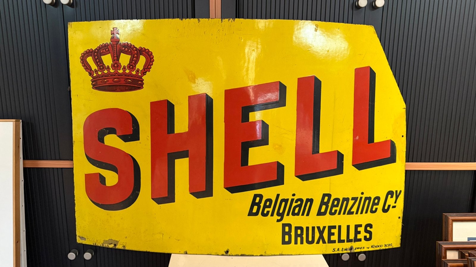 Zeldzaam Shell Emaille Reclamebord uit 1927 - Belgische Benz, Ophalen