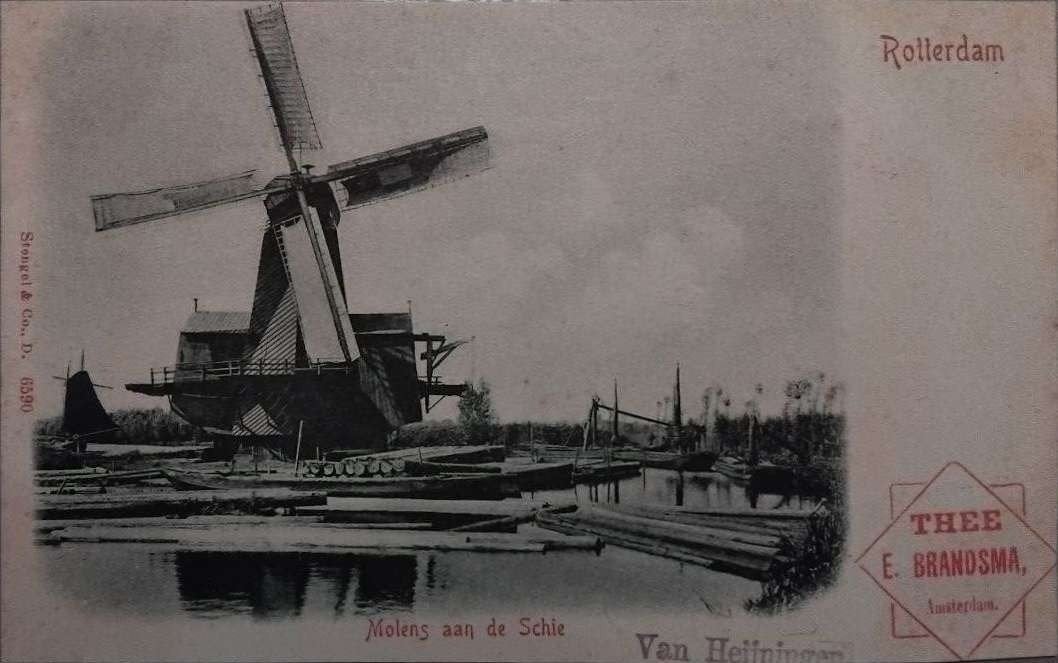 Rotterdam - Molens aan de Schie (ca. 1900), Verzamelen, Ophalen of Verzenden, Voor 1920, Ongelopen, Zuid-Holland