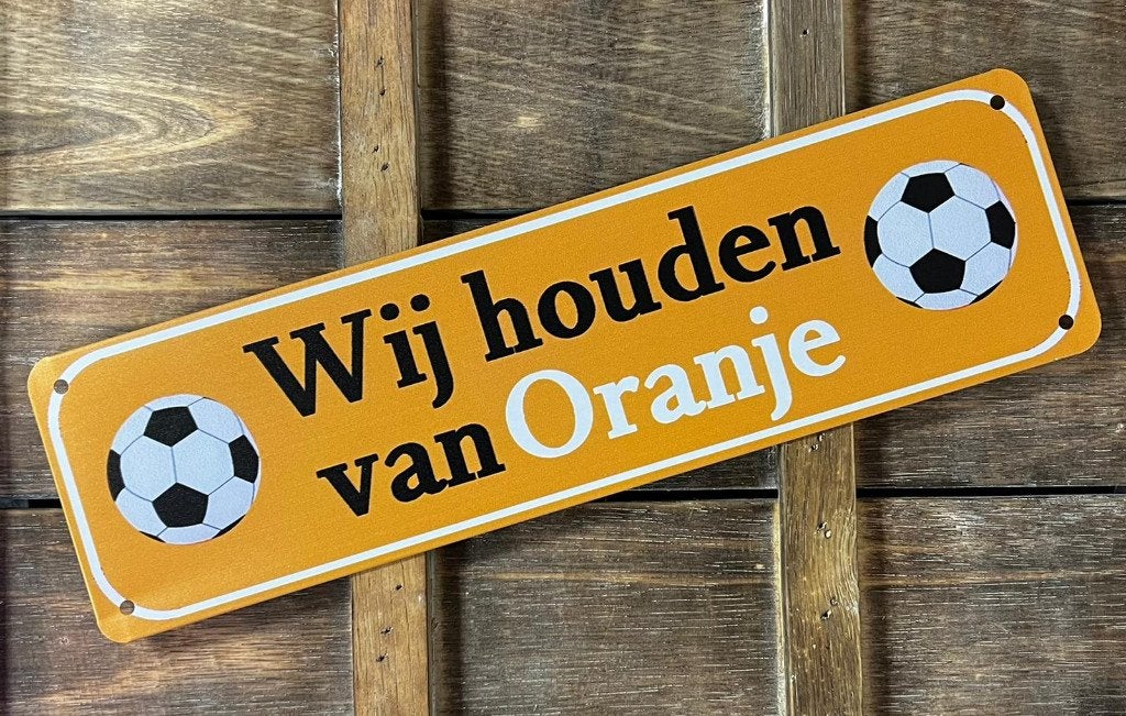 Wij houden van oranje voetbal reclamebord van metaal deco, Info@deconoord.nl, Deco Noord, Nieuw, Ophalen of Verzenden
