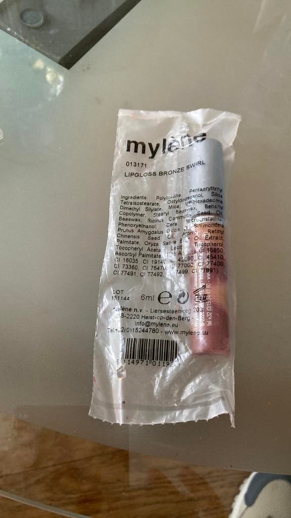 Mylene lipgloss bronze swirl in verpakking, Ophalen of Verzenden, Zo goed als nieuw, Lippen