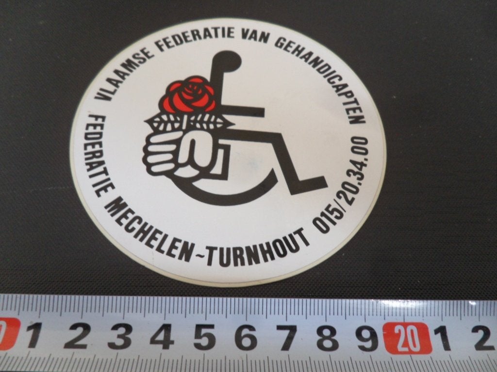 sticker België Vlaamse federatie van gehandicapten Mechelen*, Ophalen, Zo goed als nieuw