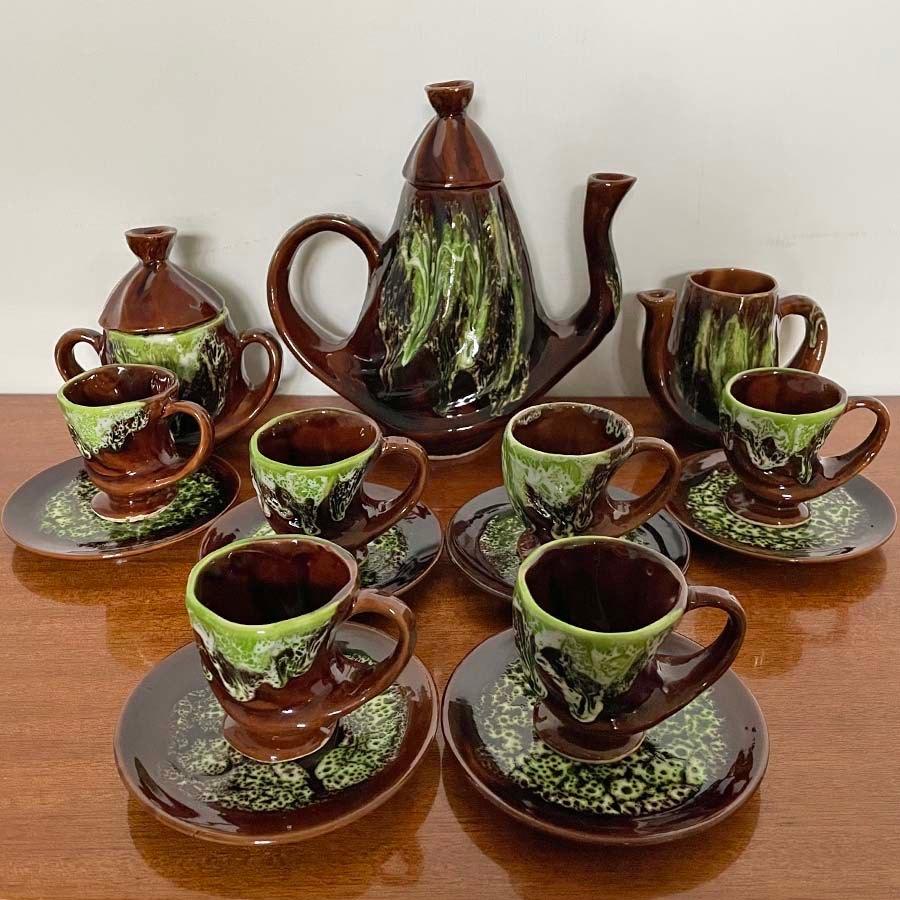 Vallauris koffie servies vintage fat lava, Antiek en Kunst, Antiek | Keramiek en Aardewerk, Ophalen of Verzenden