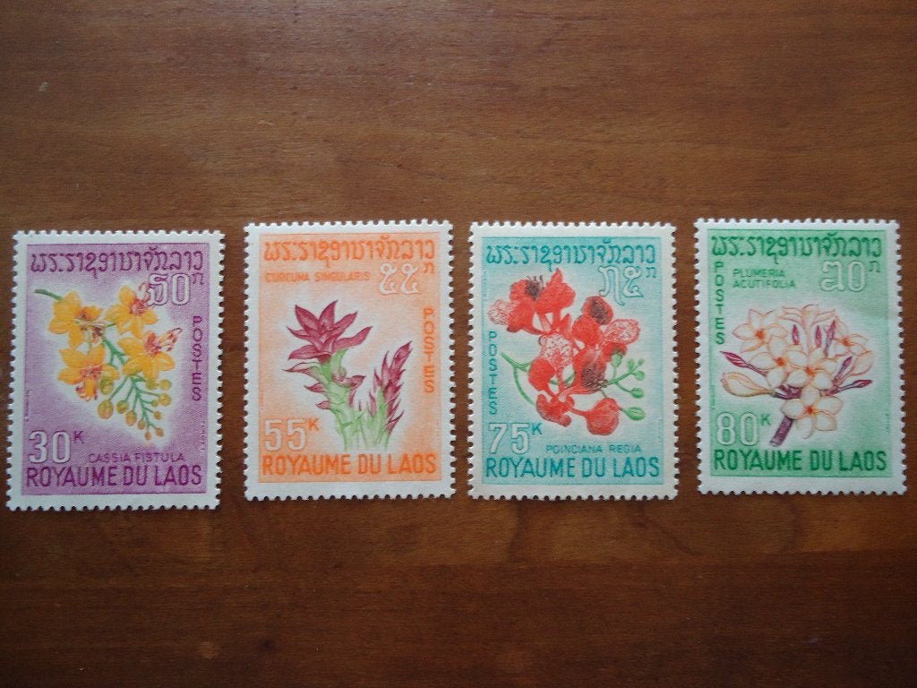 Flora inheemse flora Laos 1967, mi. 211-14 postfris, Ophalen of Verzenden, Postfris, Dier of Natuur