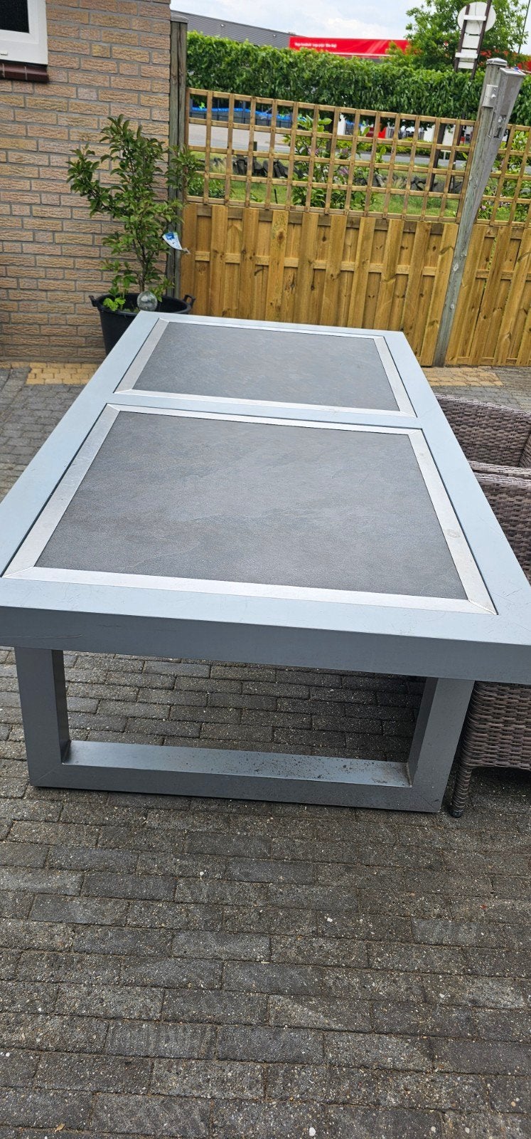 Gepoedercoate aluminium tuintafel, Ophalen of Verzenden, Glas, Aluminium