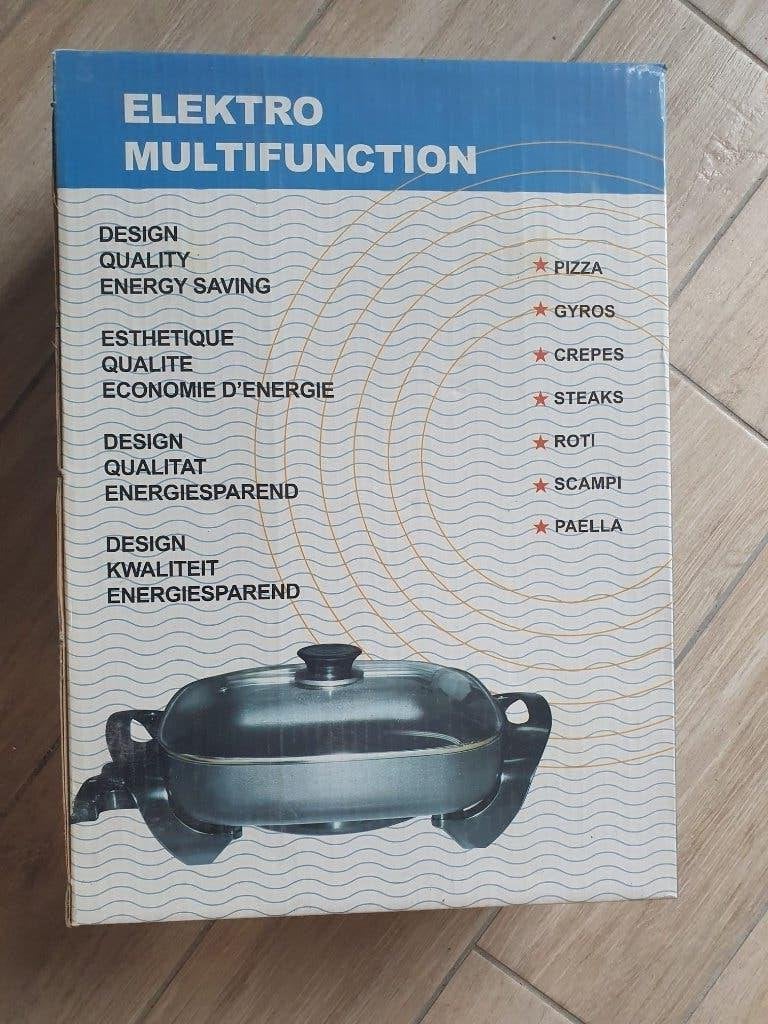 Elektrische pizzapan / grill 30 cm – nieuw in doos, Ophalen, Overige typen, Zo goed als nieuw, Zwart
