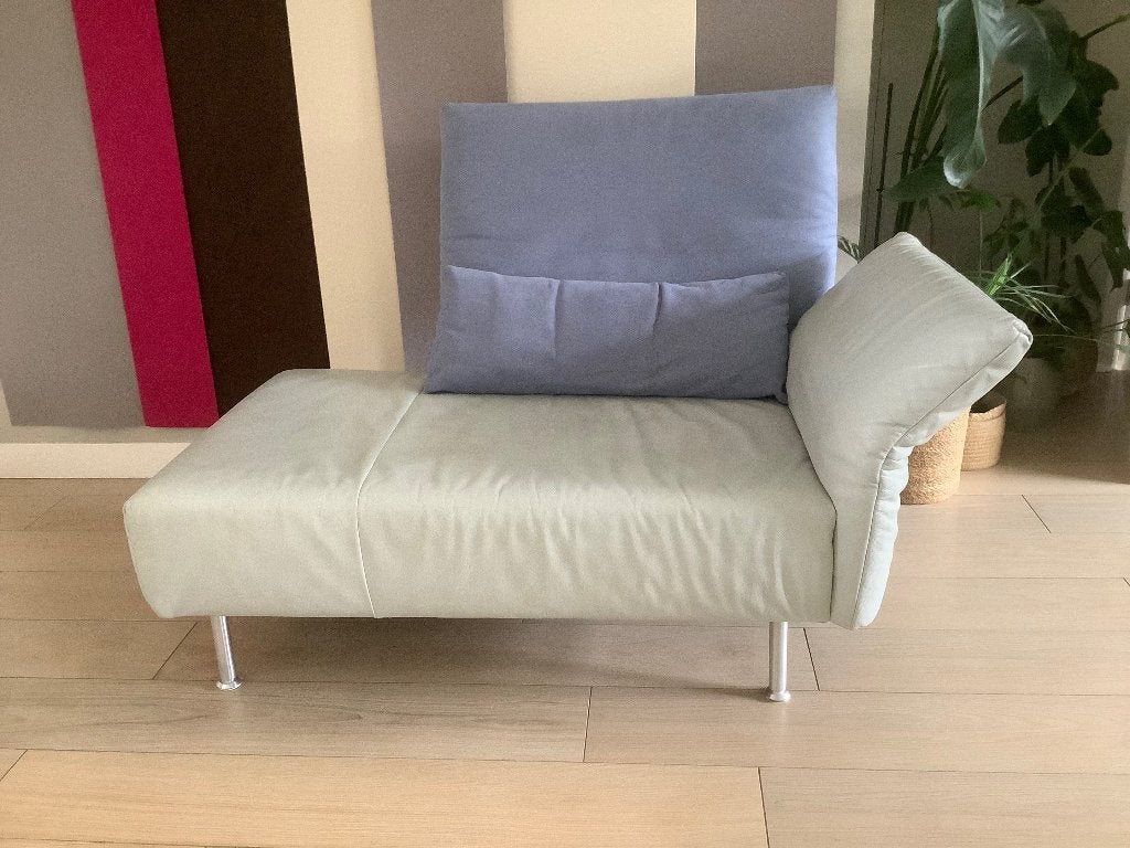 Design leren loungebank / chaise longue / bankje / stoel, Ophalen, Gebruikt, Minder dan 75 cm, Tweepersoons