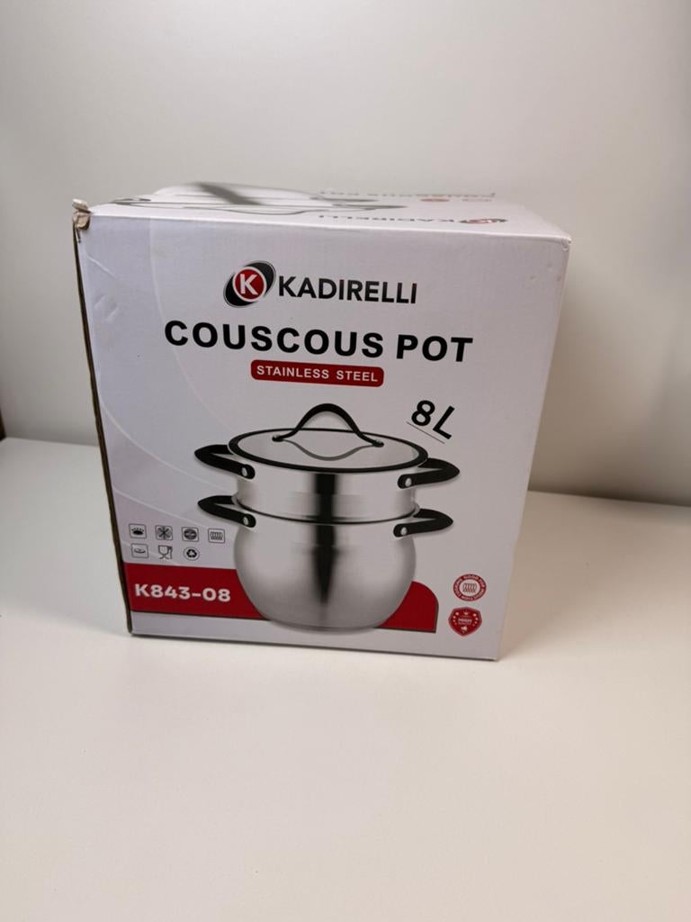 Kadiralli Couscous Pan - Roestvrij Staal - 8L - nieuw, Kookpan of Snelkookpan, Inductieplaat, Nieuw, Ophalen of Verzenden