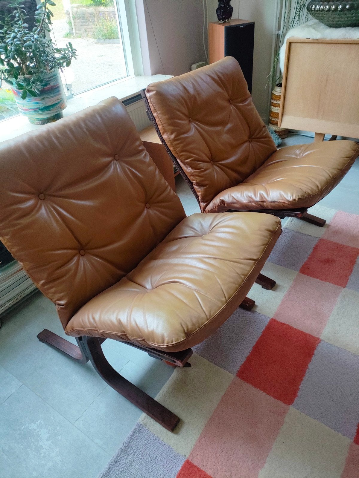 Ingmar Relling Siësta fauteuil 2 stuks aanwezig, Huis en Inrichting, Ophalen, Gebruikt, Leer, 50 tot 75 cm